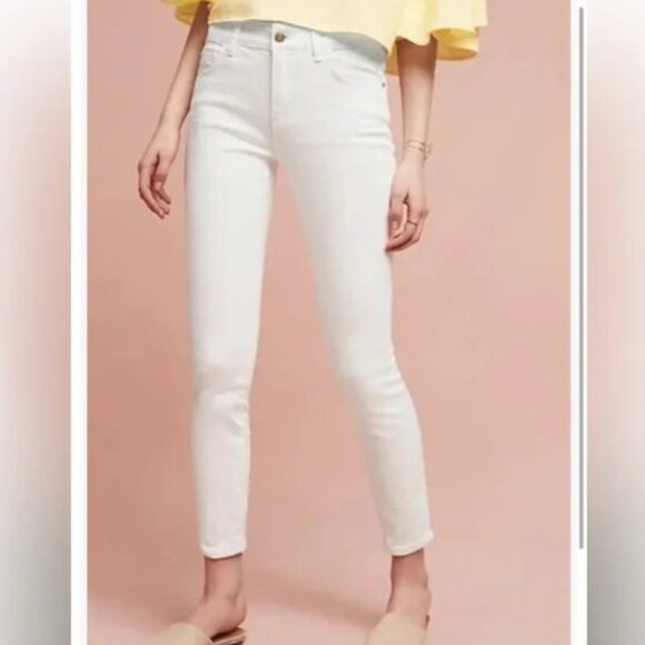 Anthropologie Pilcro White Script High-Rise Skinny Jeans 25 - Picture 1 of 10